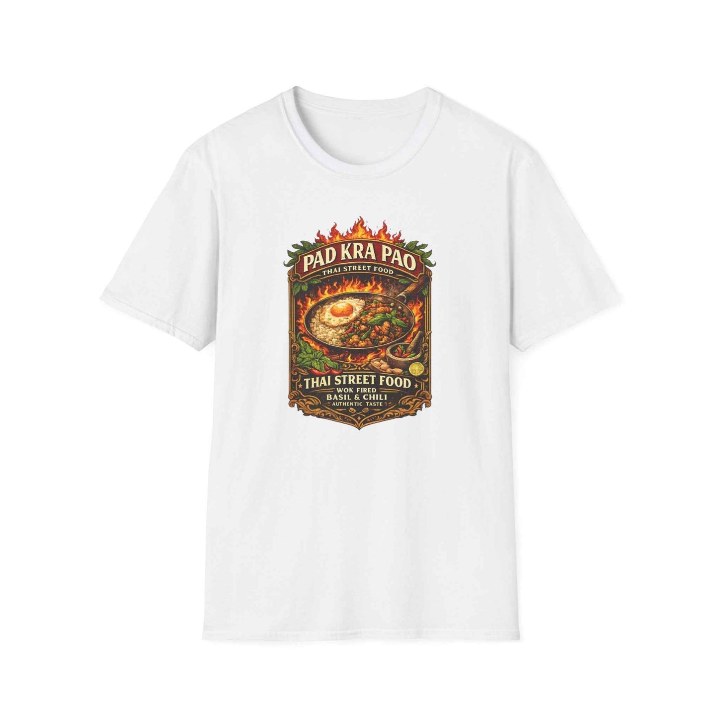 Pad Kra Pao T-Shirt weiß Thai Street Food Graphic Tee Vintage Design Geschenk