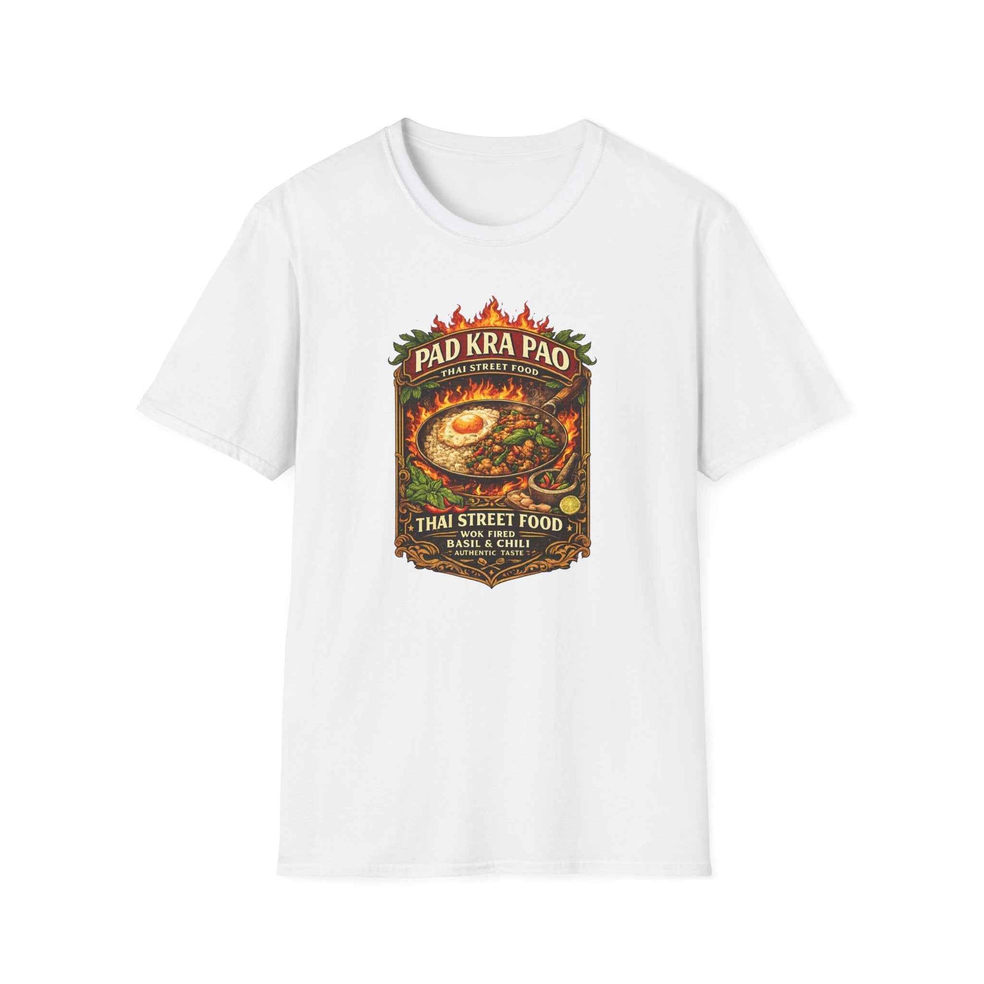 Pad Kra Pao T-Shirt weiß Thai Street Food Graphic Tee Vintage Design Geschenk