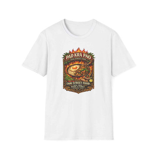Pad Kra Pao T-Shirt weiß Thai Street Food Graphic Tee Vintage Design Geschenk