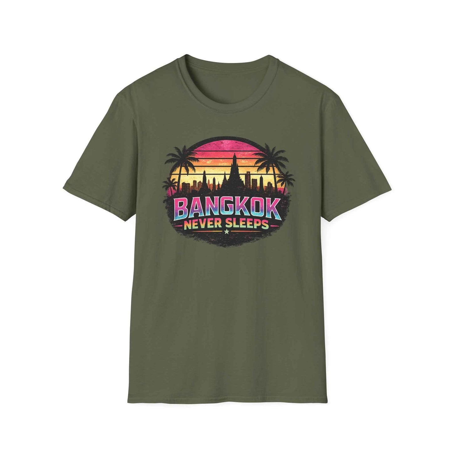 Bangkok Never Sleeps T-Shirt navy Retro Synthwave Bangkok Skyline Unisex