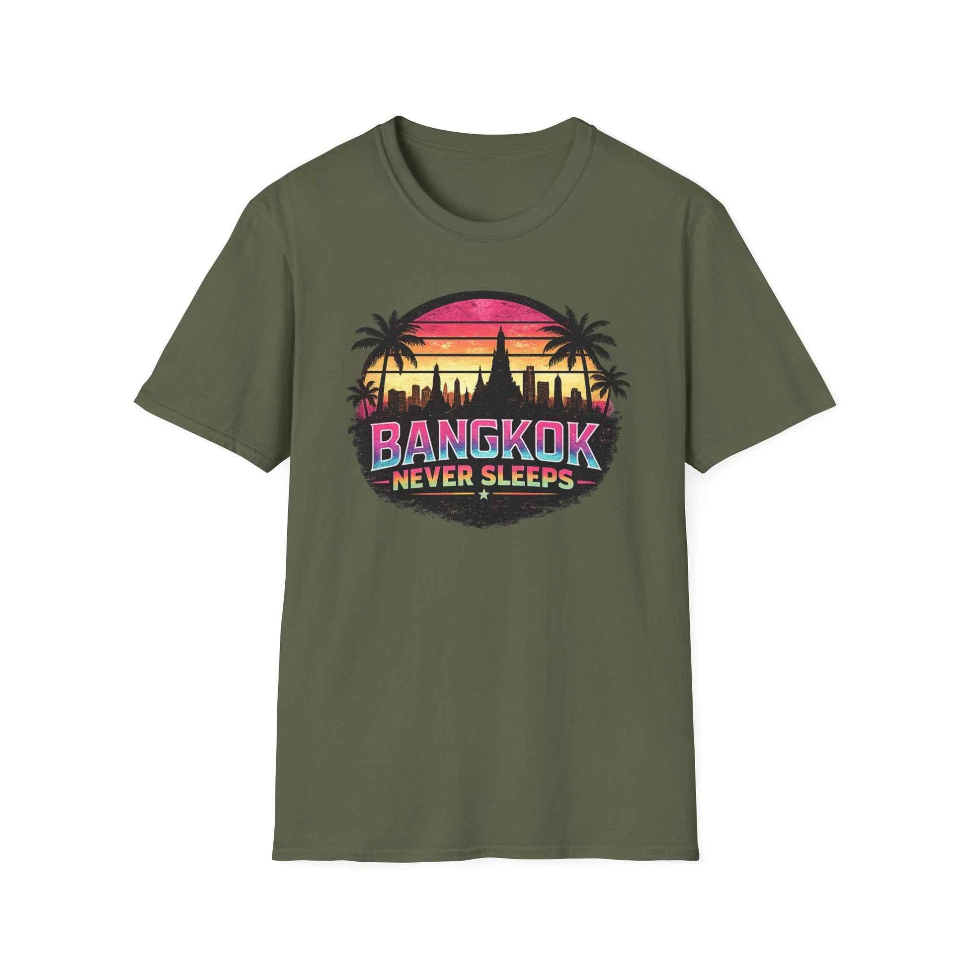 Bangkok Never Sleeps T-Shirt navy Retro Synthwave Bangkok Skyline Unisex