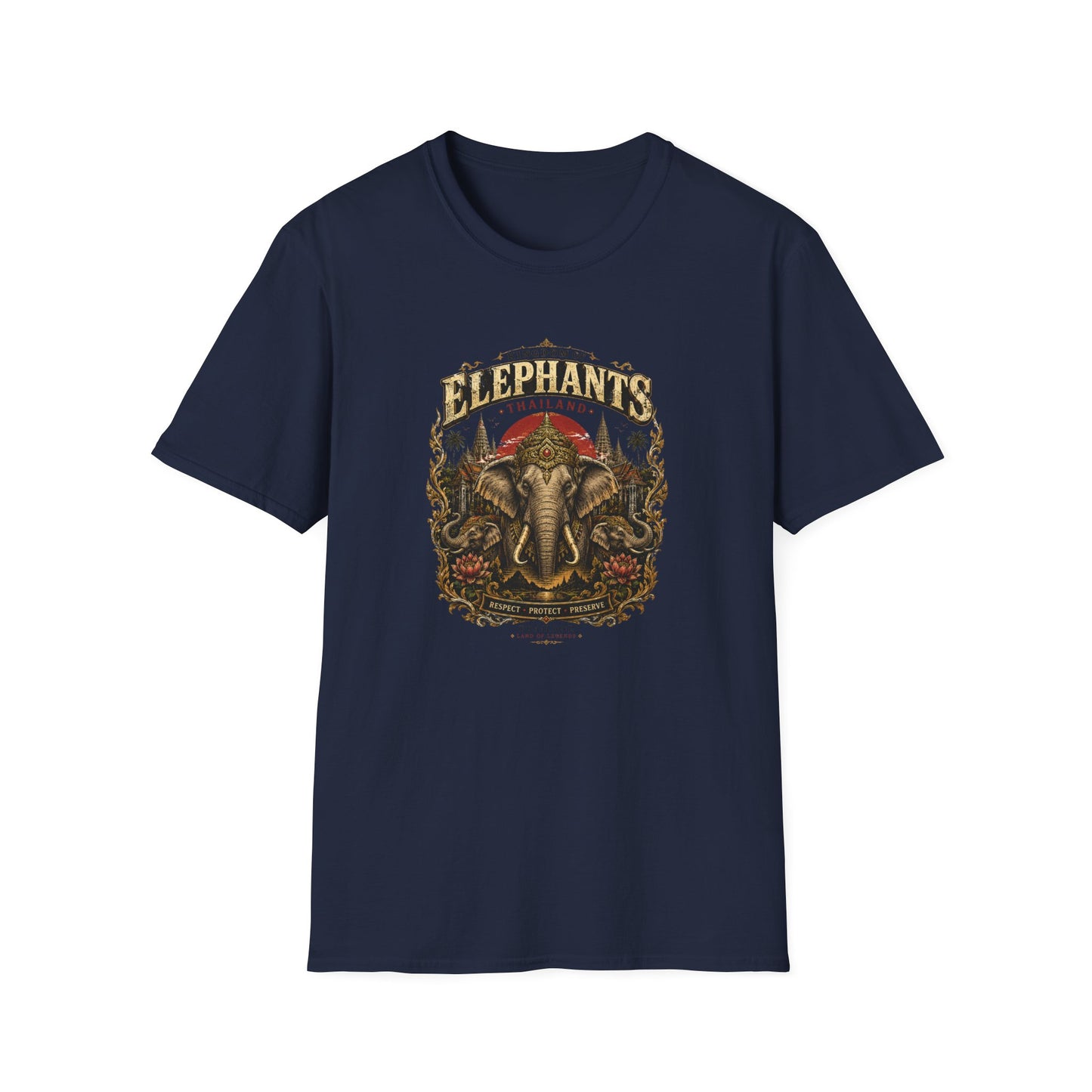 Kingdom of Elephants T-Shirt Military Green — Thailand Wildlife Streetwear