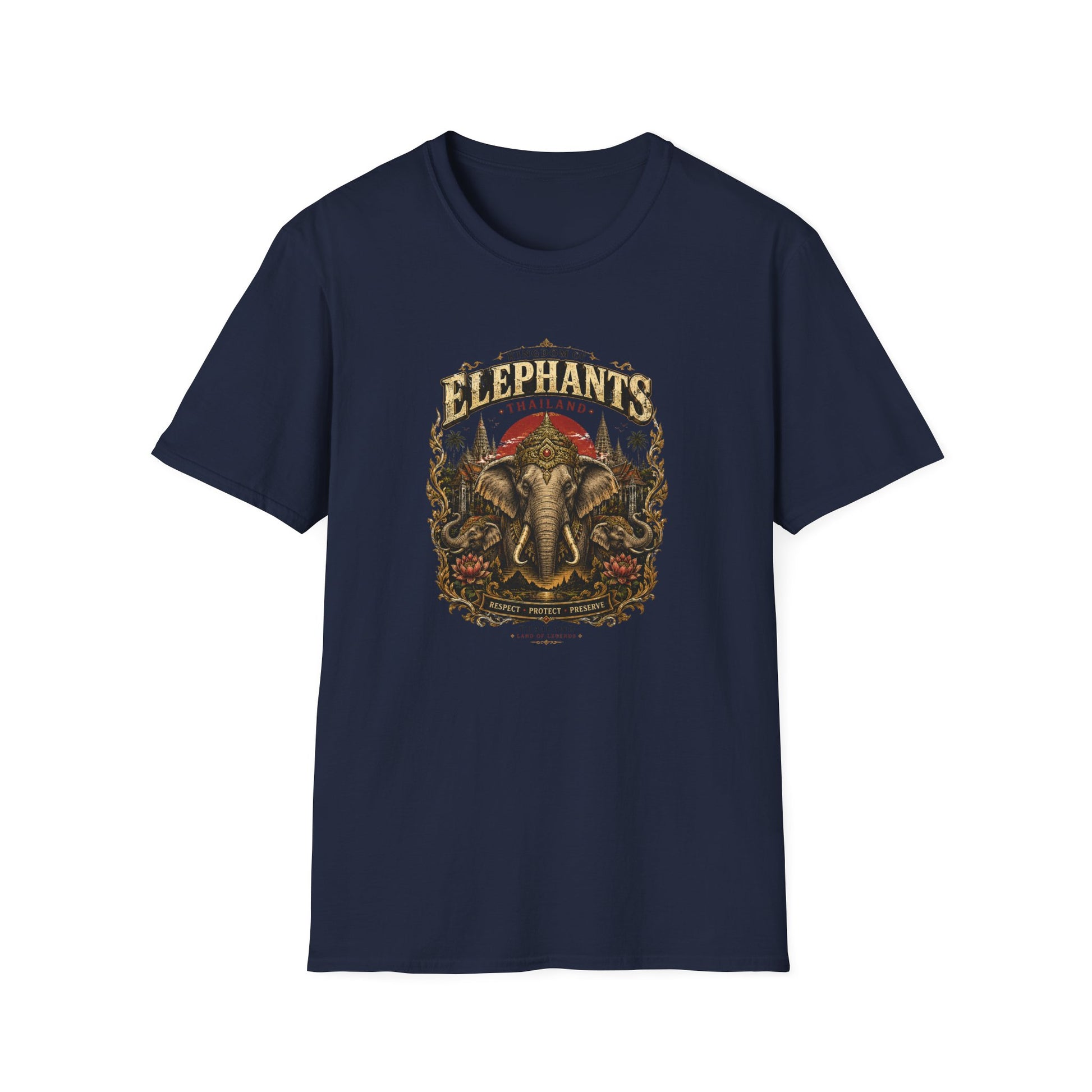 Kingdom of Elephants T-Shirt Military Green — Thailand Wildlife Streetwear