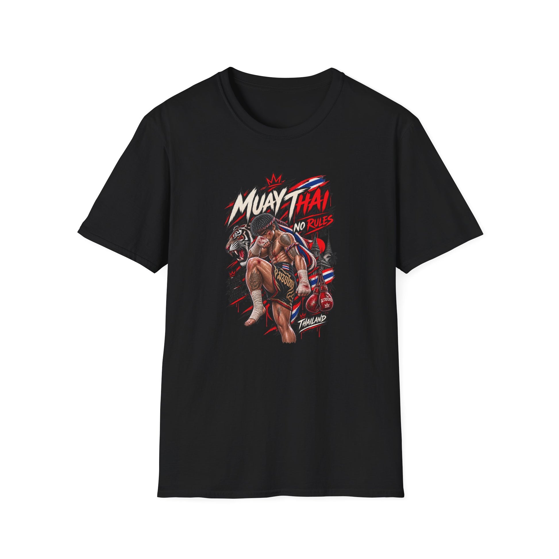 Muay Thai No Rules T-Shirt schwarz - Thailand Streetwear Vorderansicht