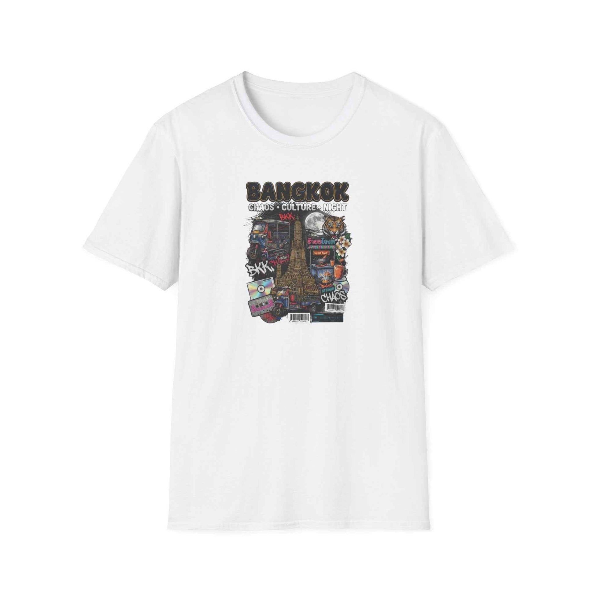 Bangkok Chaos Culture Night T-Shirt Dark Chocolate — Collage Graphic Tee Geschenk