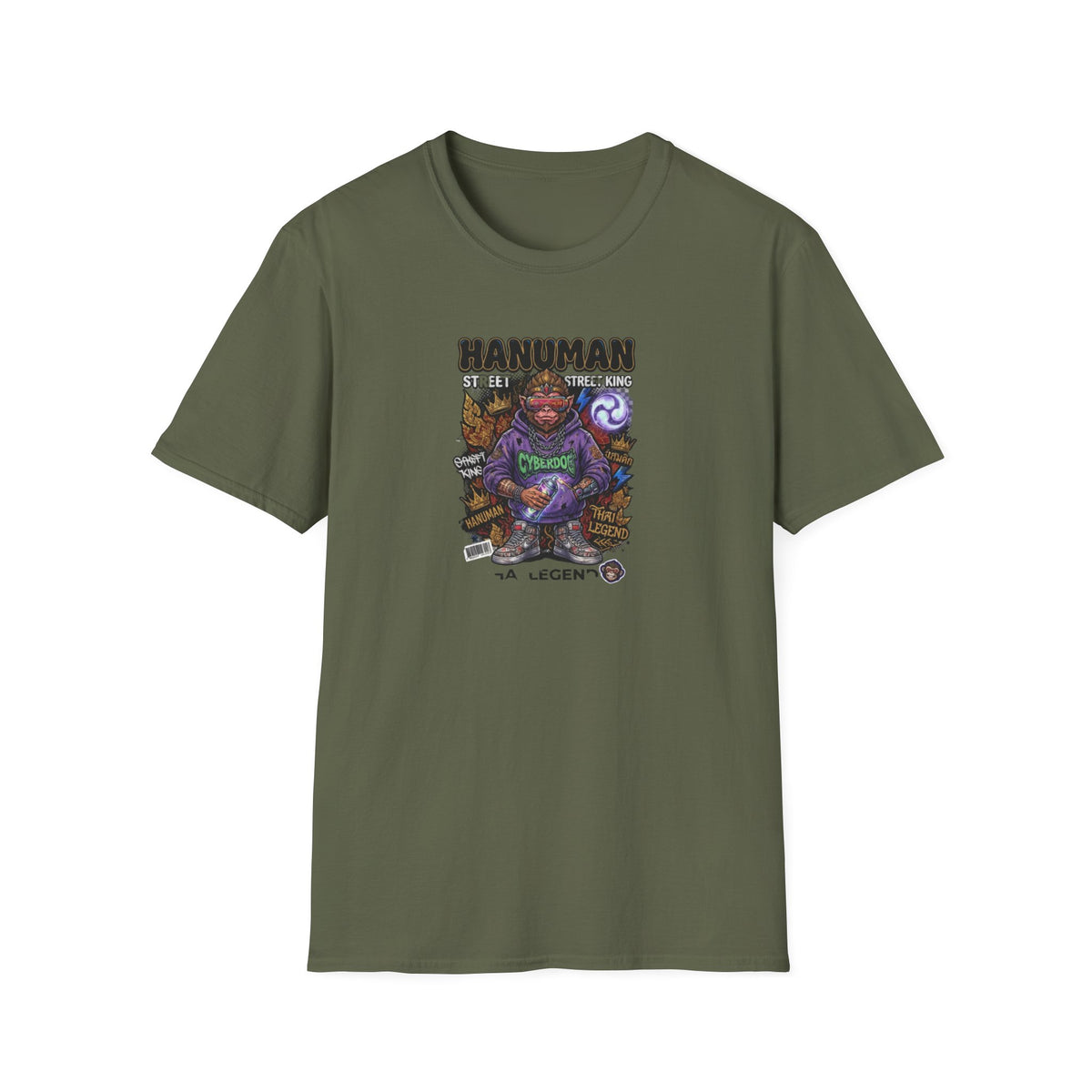 Hanuman Guardian T-Shirt Military Green — Thai Streetwear Vorderansicht