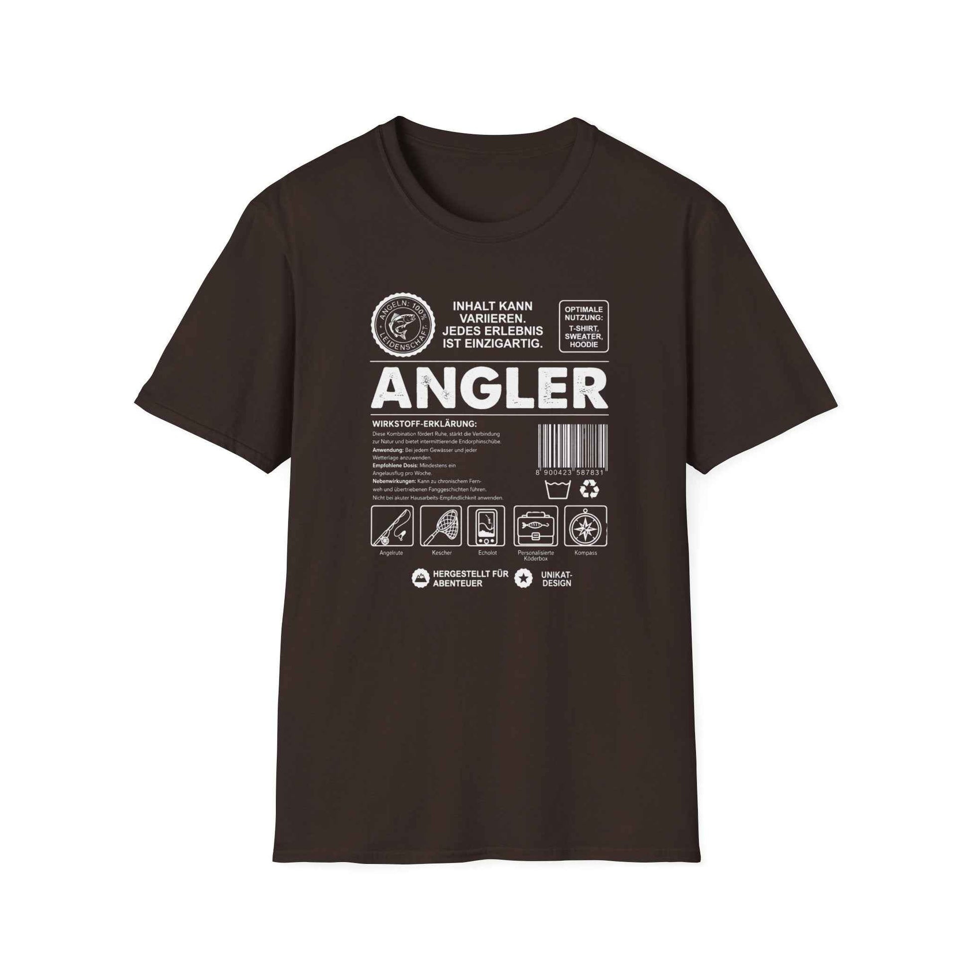 Wirkstoff Angler T-Shirt Herren – T-Shirt Designdetail Nahaufnahme