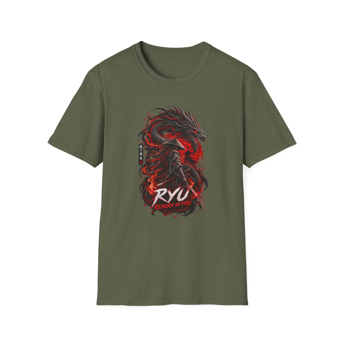 Ryu Feuerdrache T-Shirt Rueckansicht — Japanese Streetwear Drache