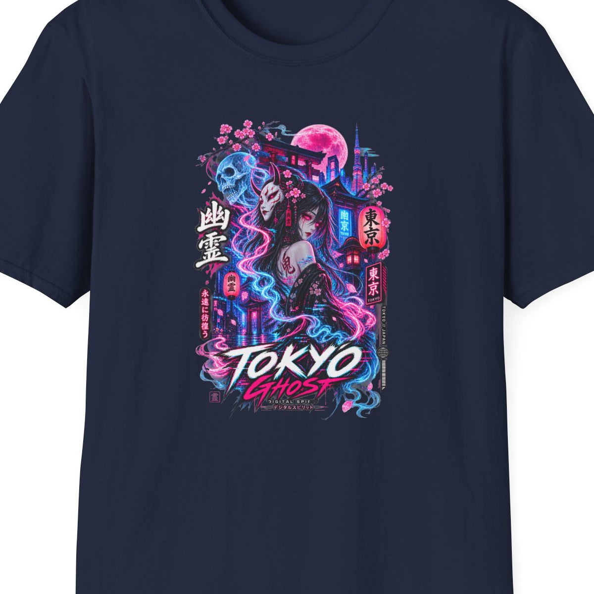 Black Tokyo Yurei T-Shirt – Design Nahaufnahme