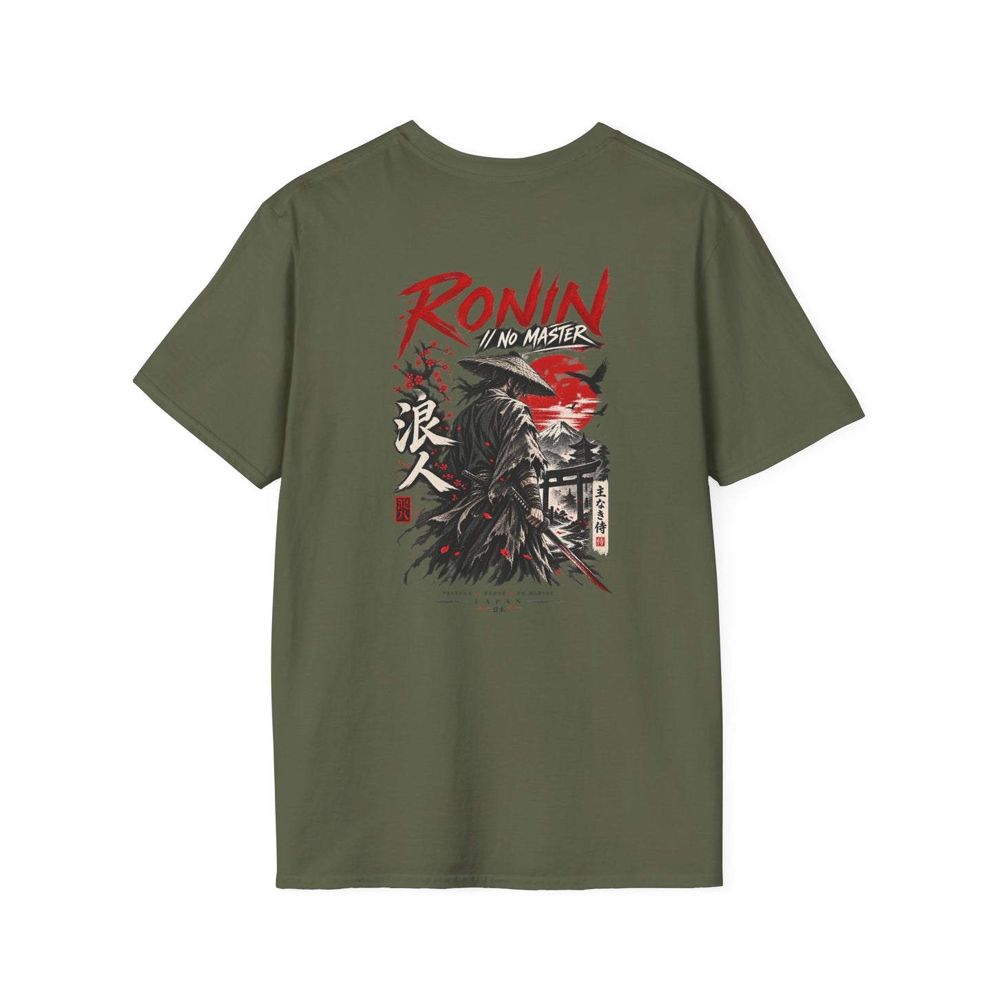 Ronin No Master T-Shirt Navy Japanese Streetwear Samurai Graphic Tee Unisex Vorderansicht