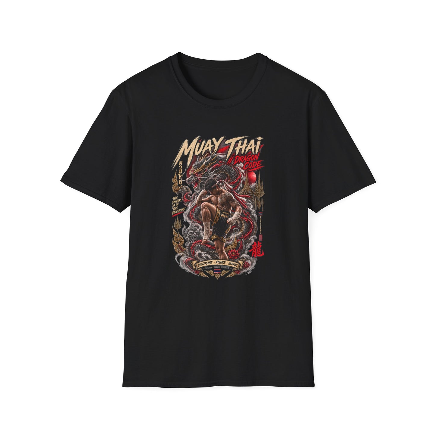 Muay Thai Dragon Code T-Shirt schwarz — Kämpfer Drachen Graphic Tee Geschenk