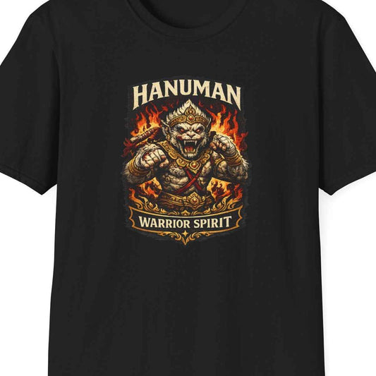 Black Hanuman Warrior Spirit T-Shirt – Design Nahaufnahme