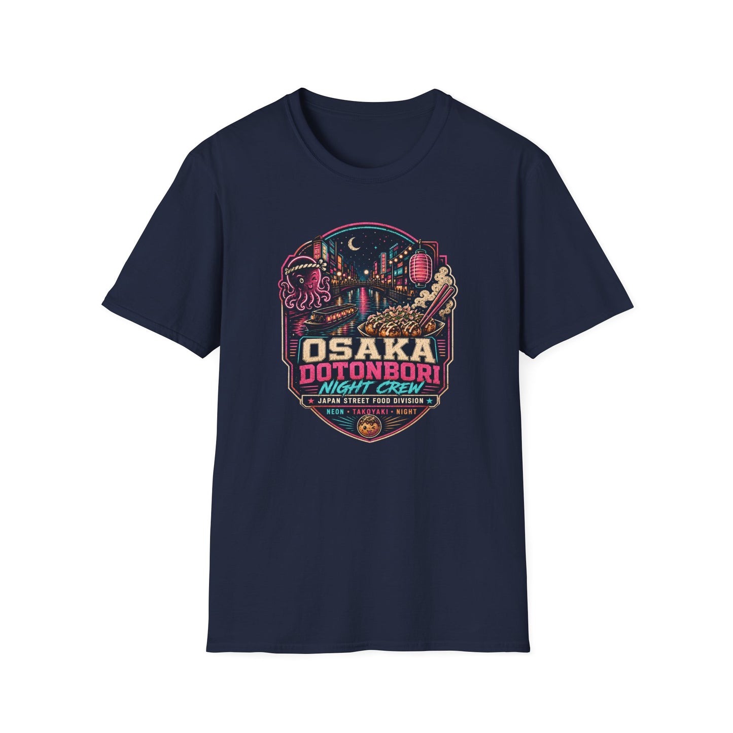 Osaka Dotonbori T-Shirt navy Japan Street Food Graphic Tee Vorderansicht