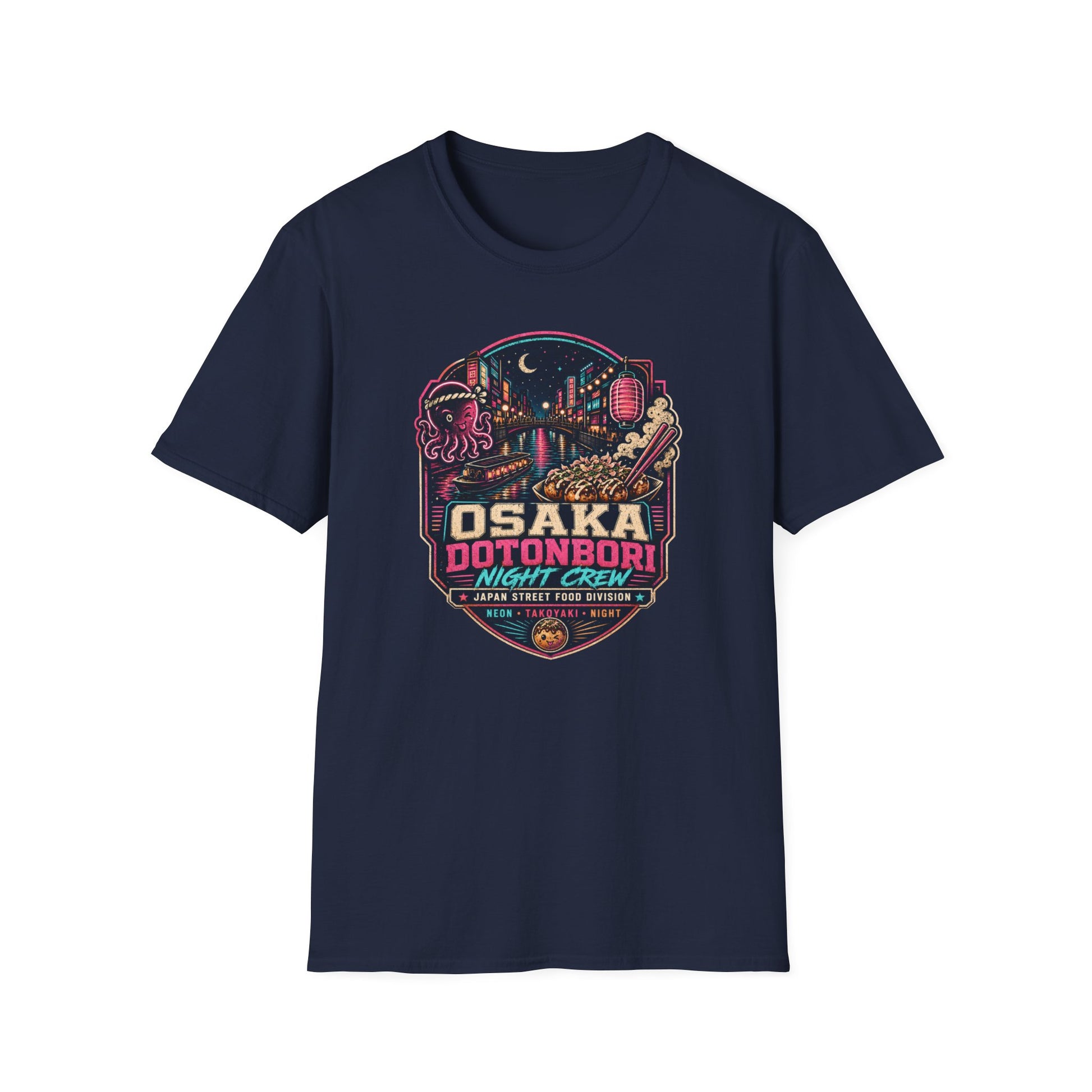 Osaka Dotonbori T-Shirt navy Japan Street Food Graphic Tee Vorderansicht