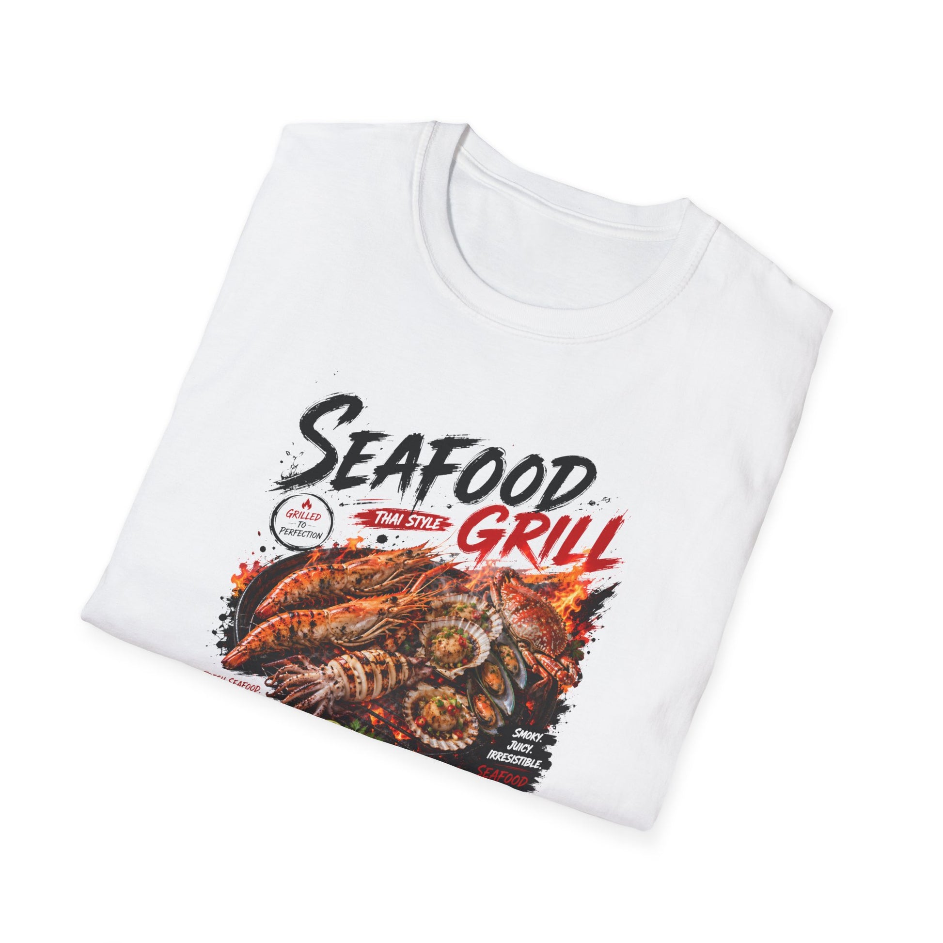 Seafood Grill T-Shirt Military Green — Thai Street Food Streetwear Vorderansicht