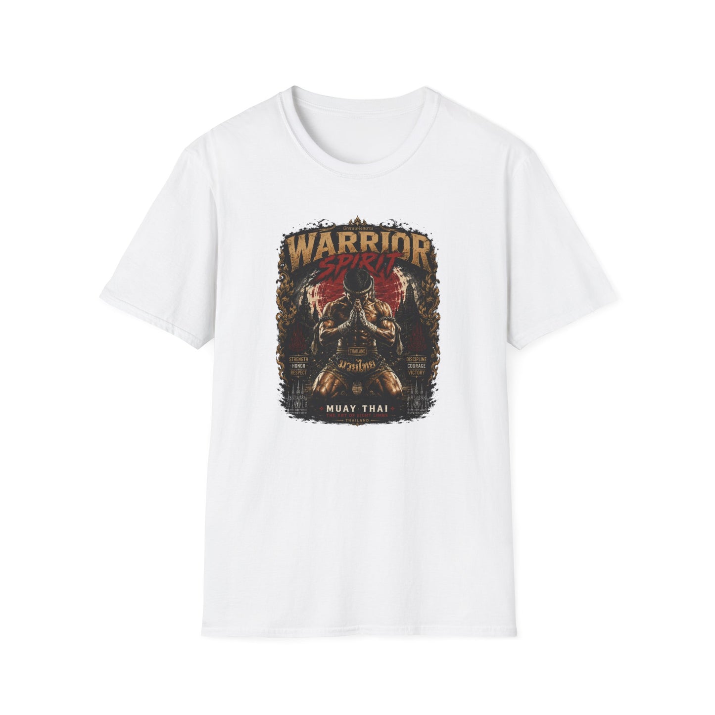 Thai Warrior T-Shirt Weiß – Muay Thai Warrior Spirit Krieger Design