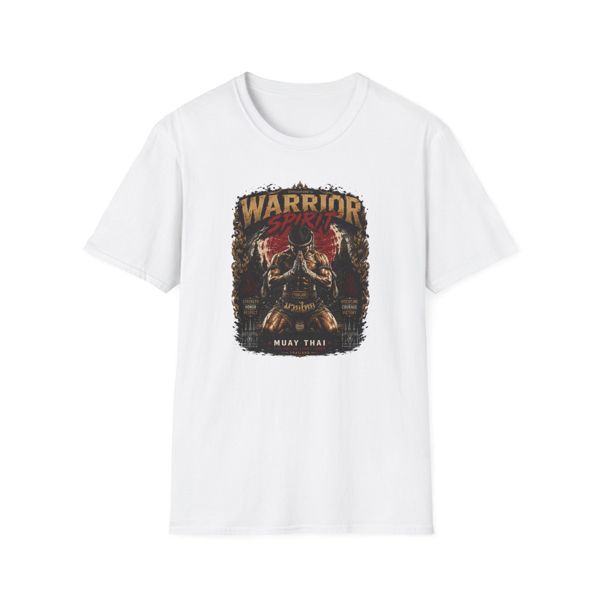 Thai Warrior T-Shirt Weiß – Muay Thai Warrior Spirit Krieger Design