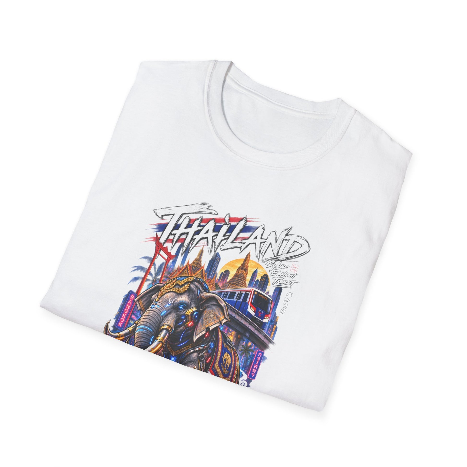 Bangkok Neon Elefant T-Shirt Dark Chocolate — Thailand Streetwear Vorderansicht