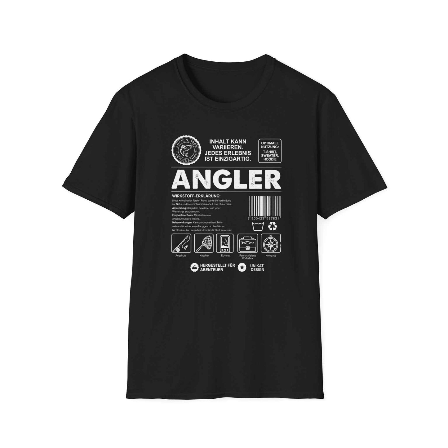 Wirkstoff Angler T-Shirt Herren – T-Shirt Frontansicht