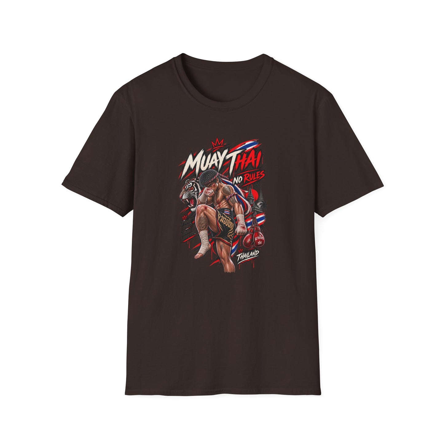 Muay Thai No Rules T-Shirt Dark Chocolate - Thailand Streetwear Vorderansicht