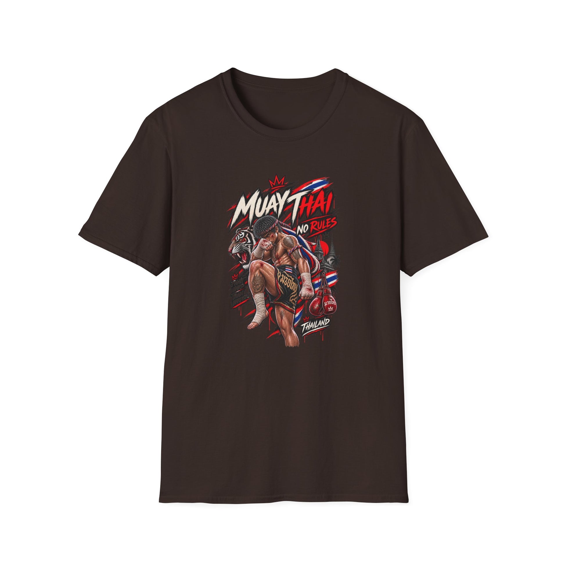 Muay Thai No Rules T-Shirt Dark Chocolate - Thailand Streetwear Vorderansicht