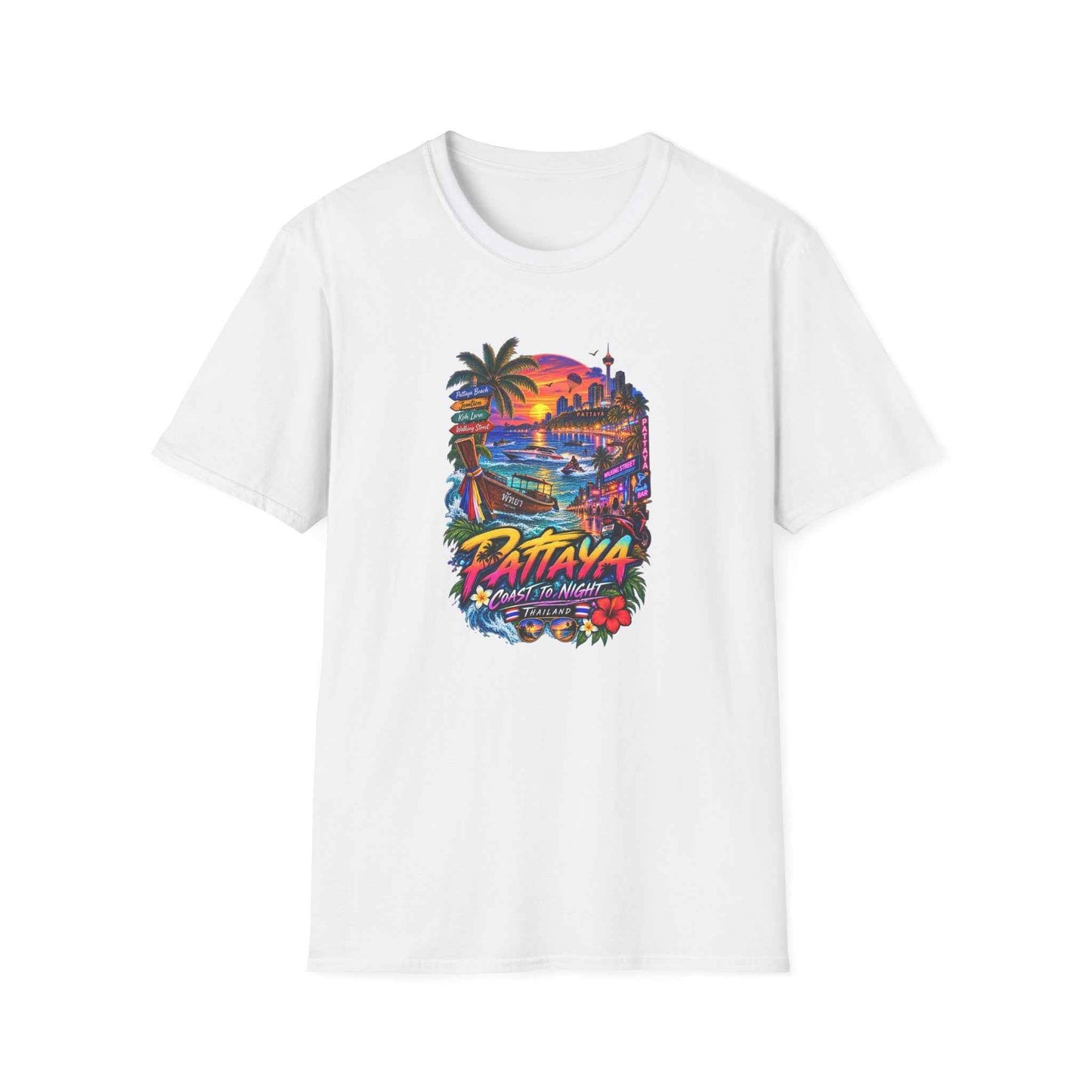 Pattaya Coast to Night T-Shirt Dark Chocolate — Skyline Graphic Tee Thailand Geschenk