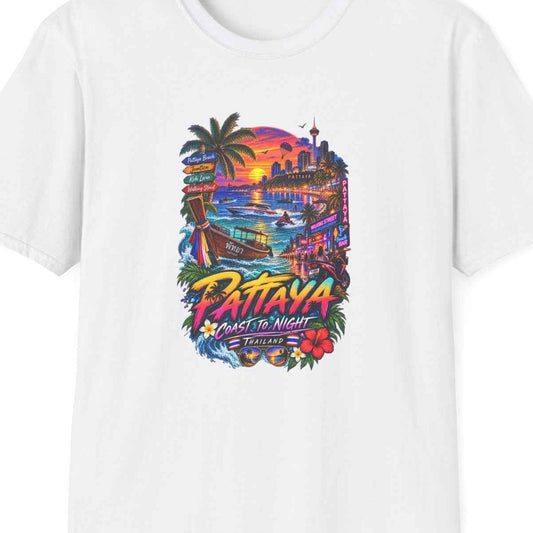 Dark Chocolate Pattaya Coast to Night T-Shirt – Design Nahaufnahme