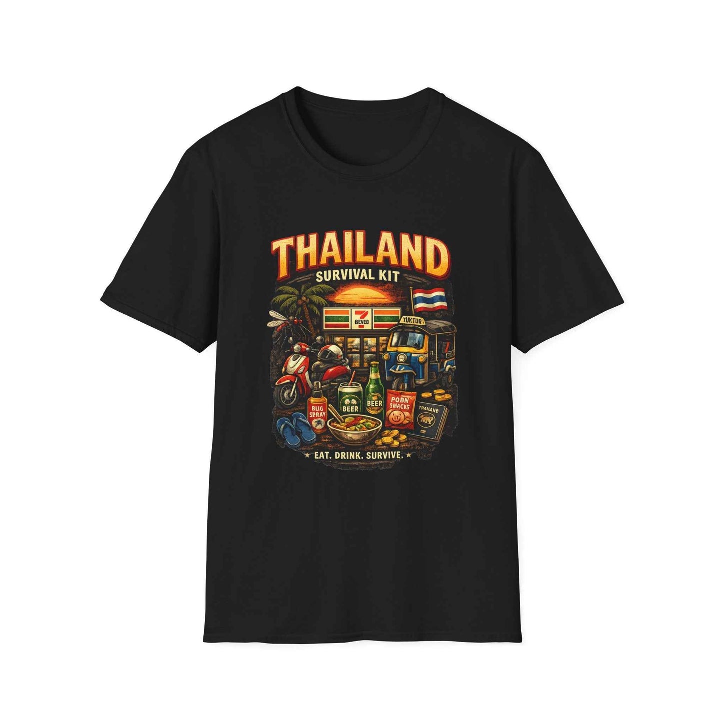 Thailand Survival Kit Designdetail 7-Eleven Chang Pad Thai Scooter Artwork Nahaufnahme