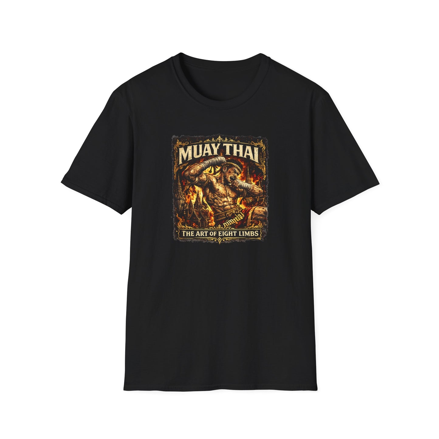 Muay Thai T-Shirt Detail – Eight Limbs Krieger Design Nahaufnahme