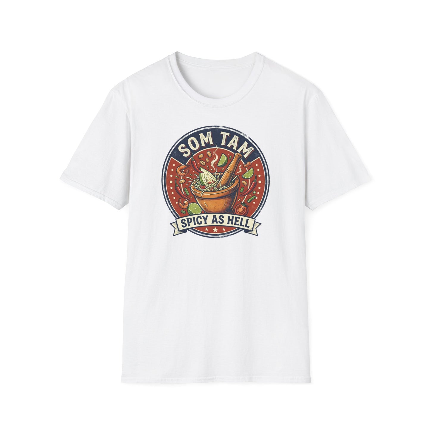 Som Tam T-Shirt weiß Thai Food Graphic Tee Spicy as Hell Geschenk