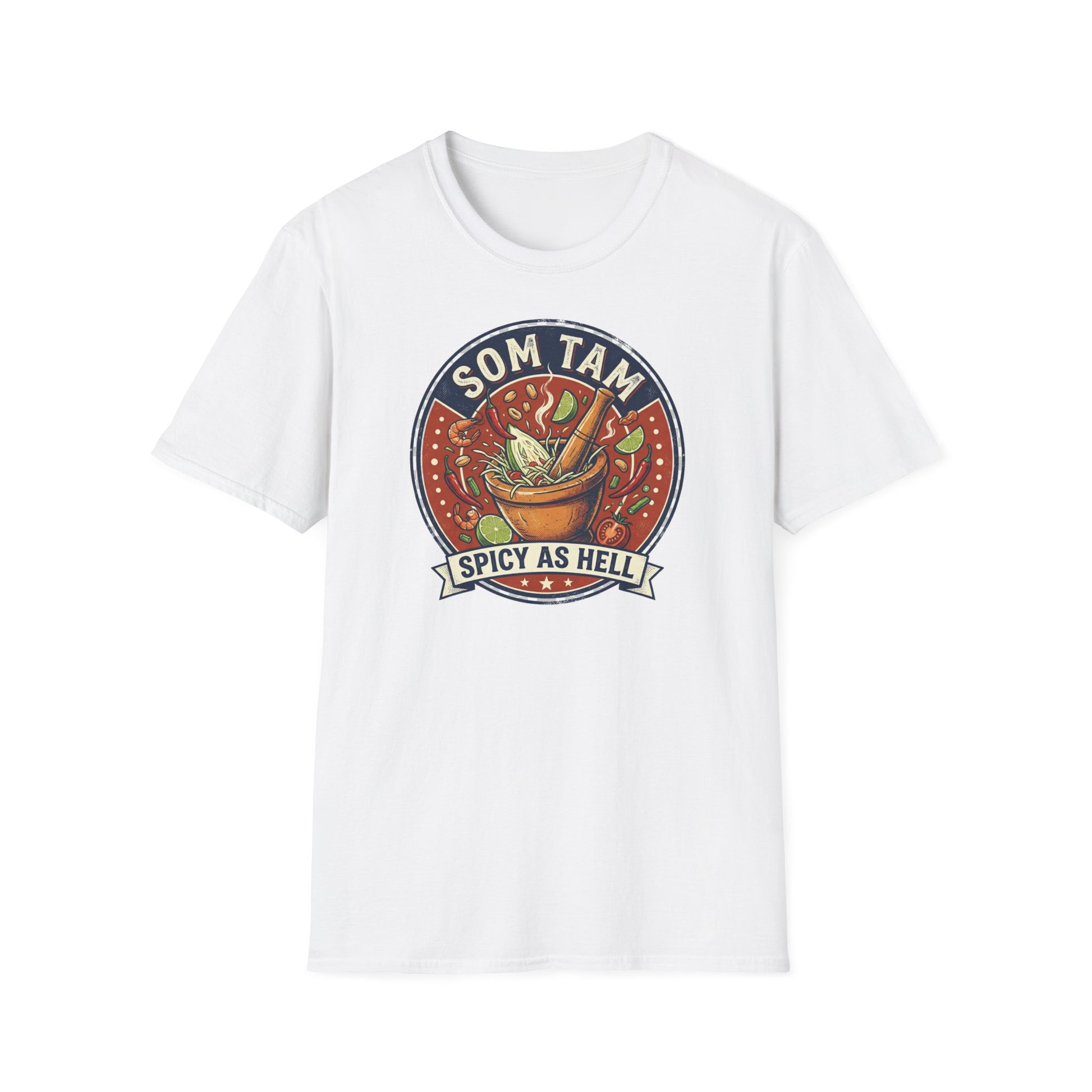 Som Tam T-Shirt weiß Thai Food Graphic Tee Spicy as Hell Geschenk