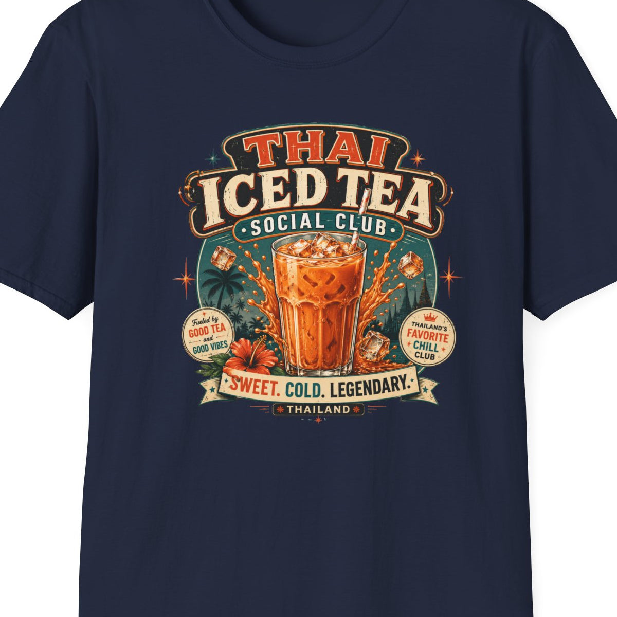 Dark Chocolate Thai Iced Tea Social Club T-Shirt – Design Nahaufnahme
