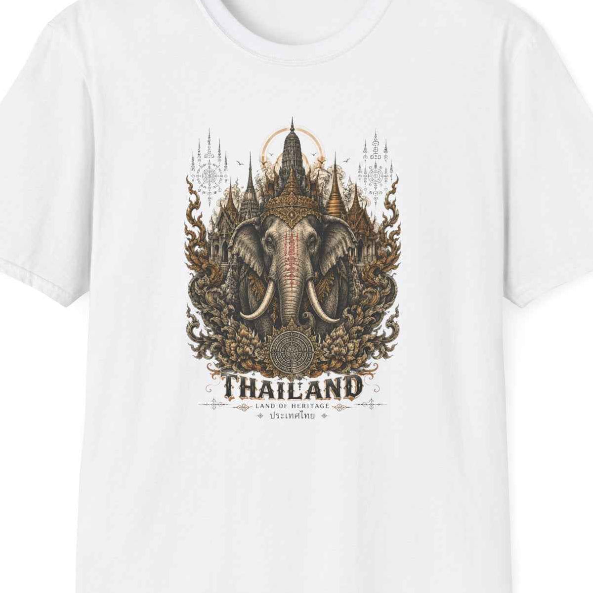 White Thailand Elefant T-Shirt – Design Nahaufnahme