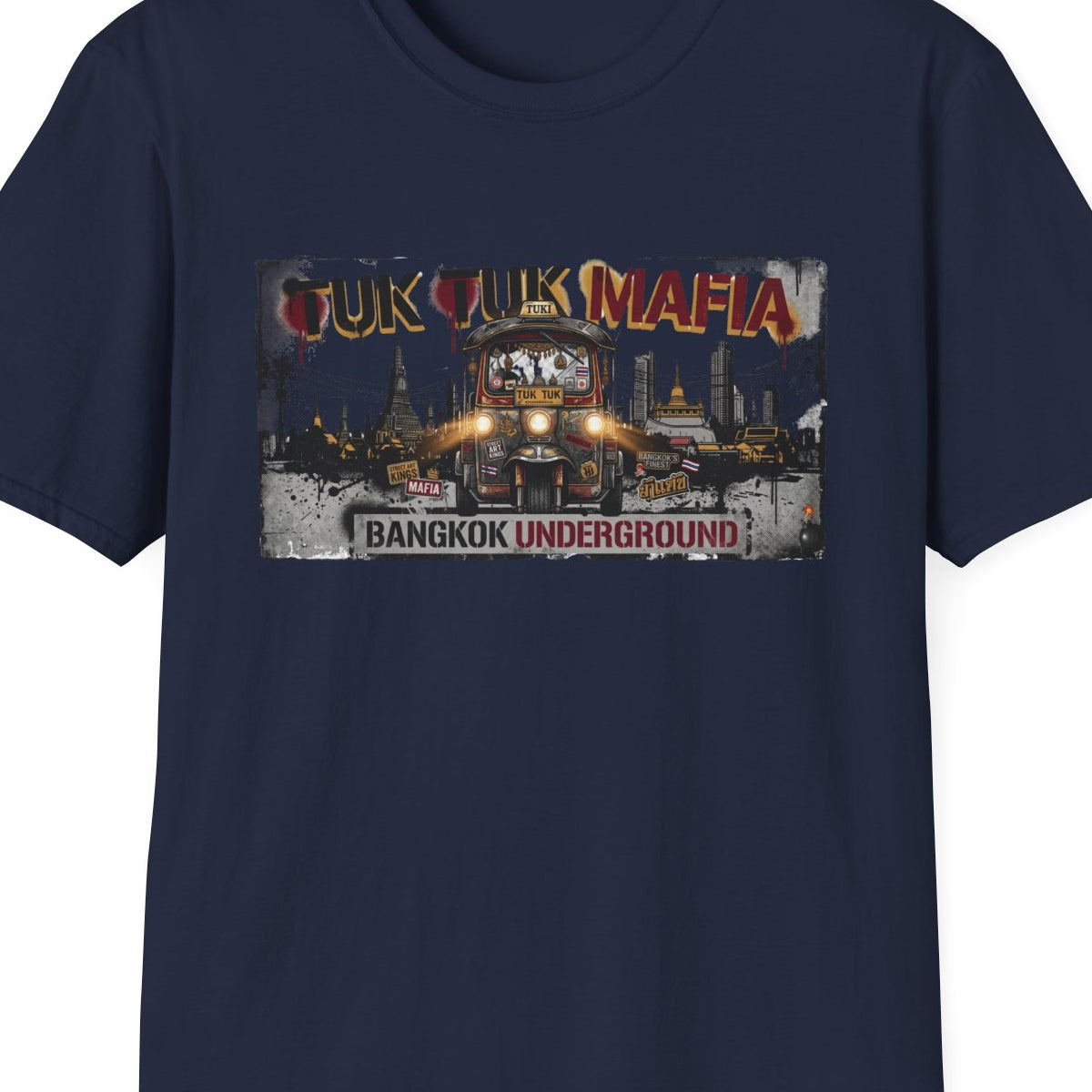 Tuk Tuk Mafia T-Shirt — Bangkok Underground Streetwear – T-Shirt Ansicht 8 – Design Nahaufnahme