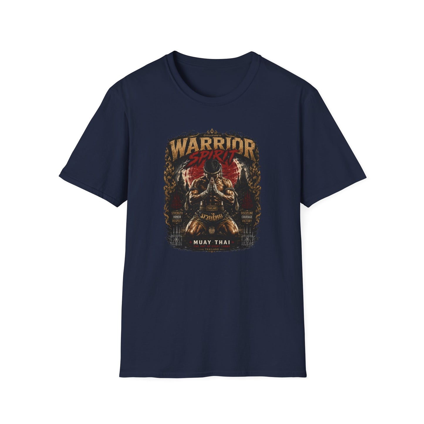 Thai Warrior T-Shirt Navy – Muay Thai Streetwear Vorderansicht