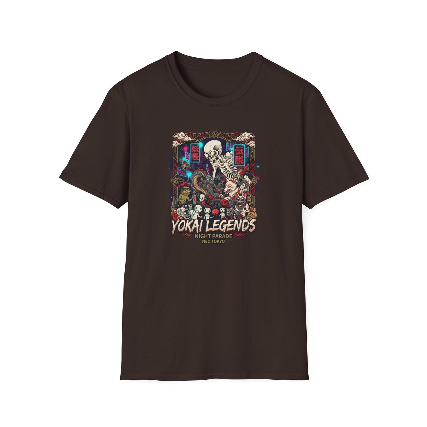 Night Parade Yokai T-Shirt Dark Chocolate — Neo Tokyo Streetwear Vorderansicht