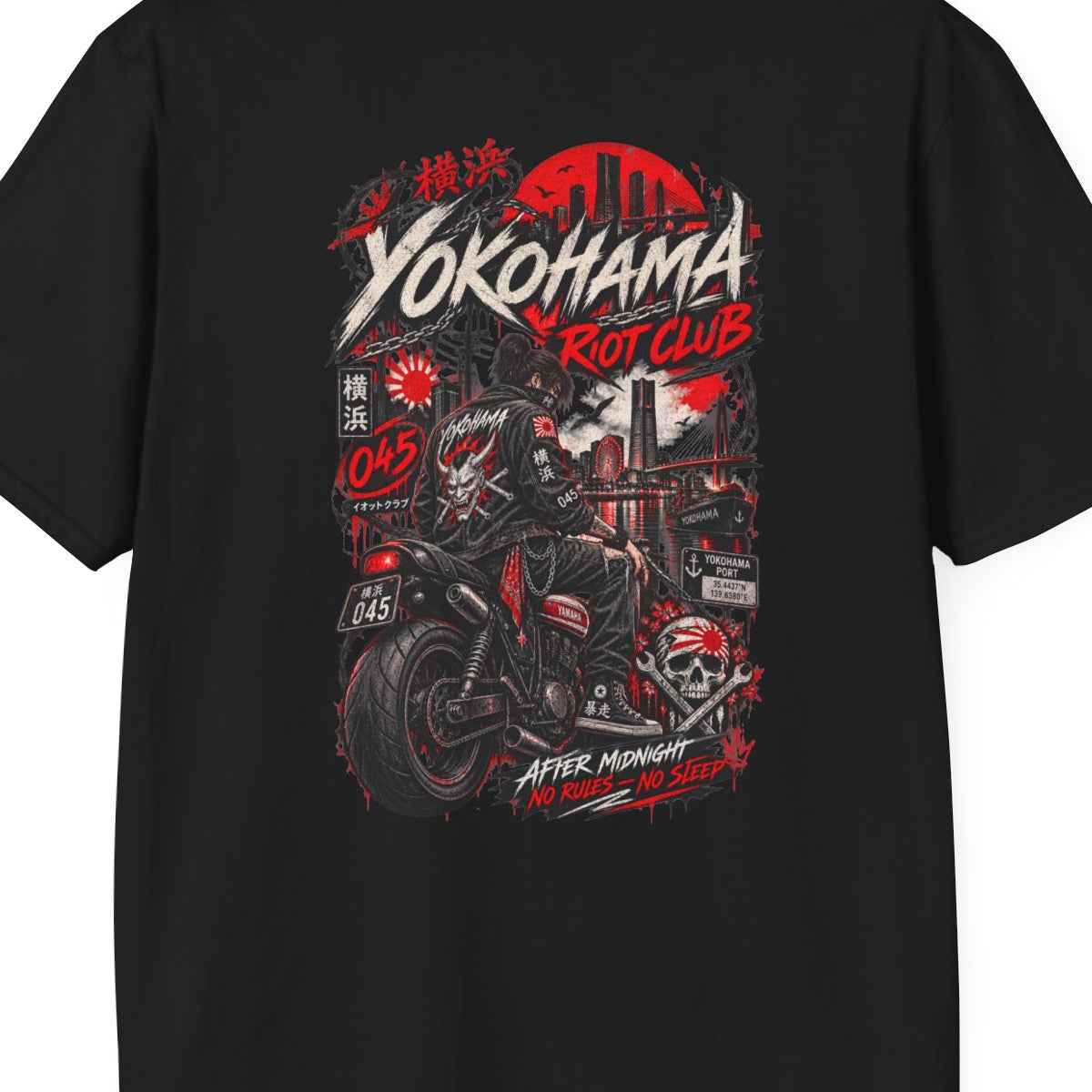 Yokohama Night Rider T-Shirt — Japan Biker Streetwear Herren Damen