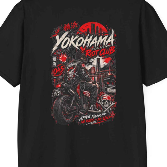 Yokohama Night Rider T-Shirt — Japan Biker Streetwear Herren Damen