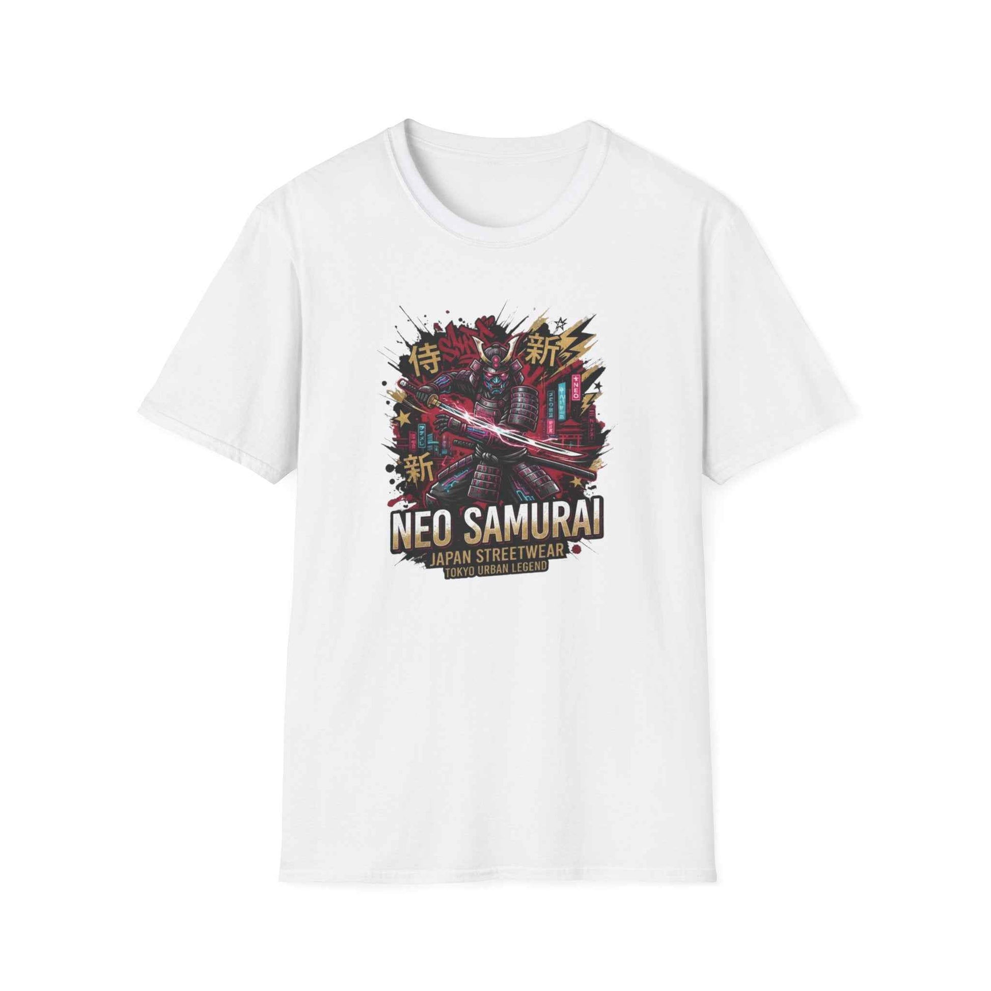 Neo Samurai T-Shirt weiß Katana Japanese Streetwear Graphic Tee Anime Geschenk