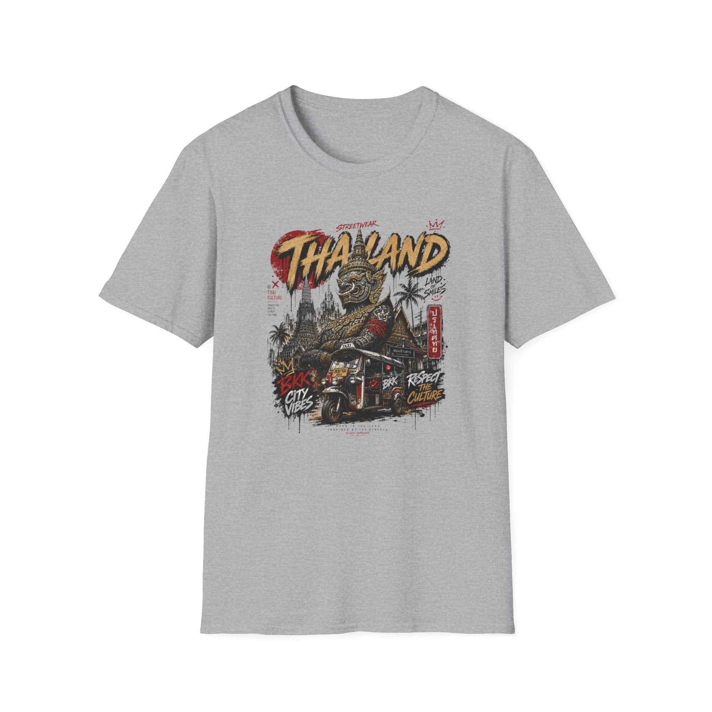 Bangkok Guardian T-Shirt grau Thailand Streetwear Graphic Tee Vorderansicht