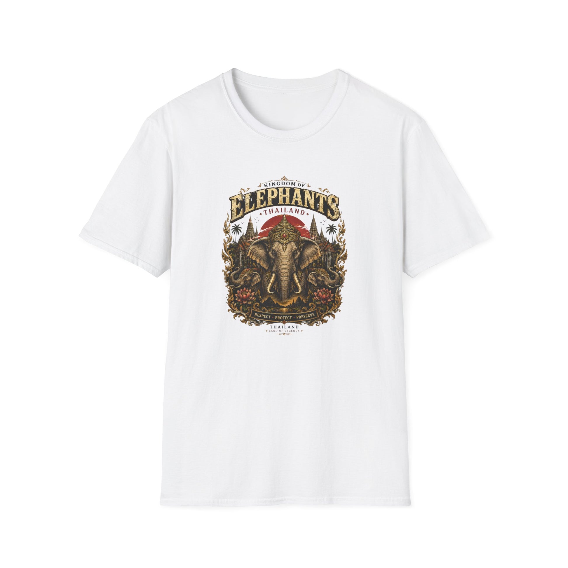 Kingdom of Elephants T-Shirt weiß — Thailand Elefanten Graphic Tee Geschenk