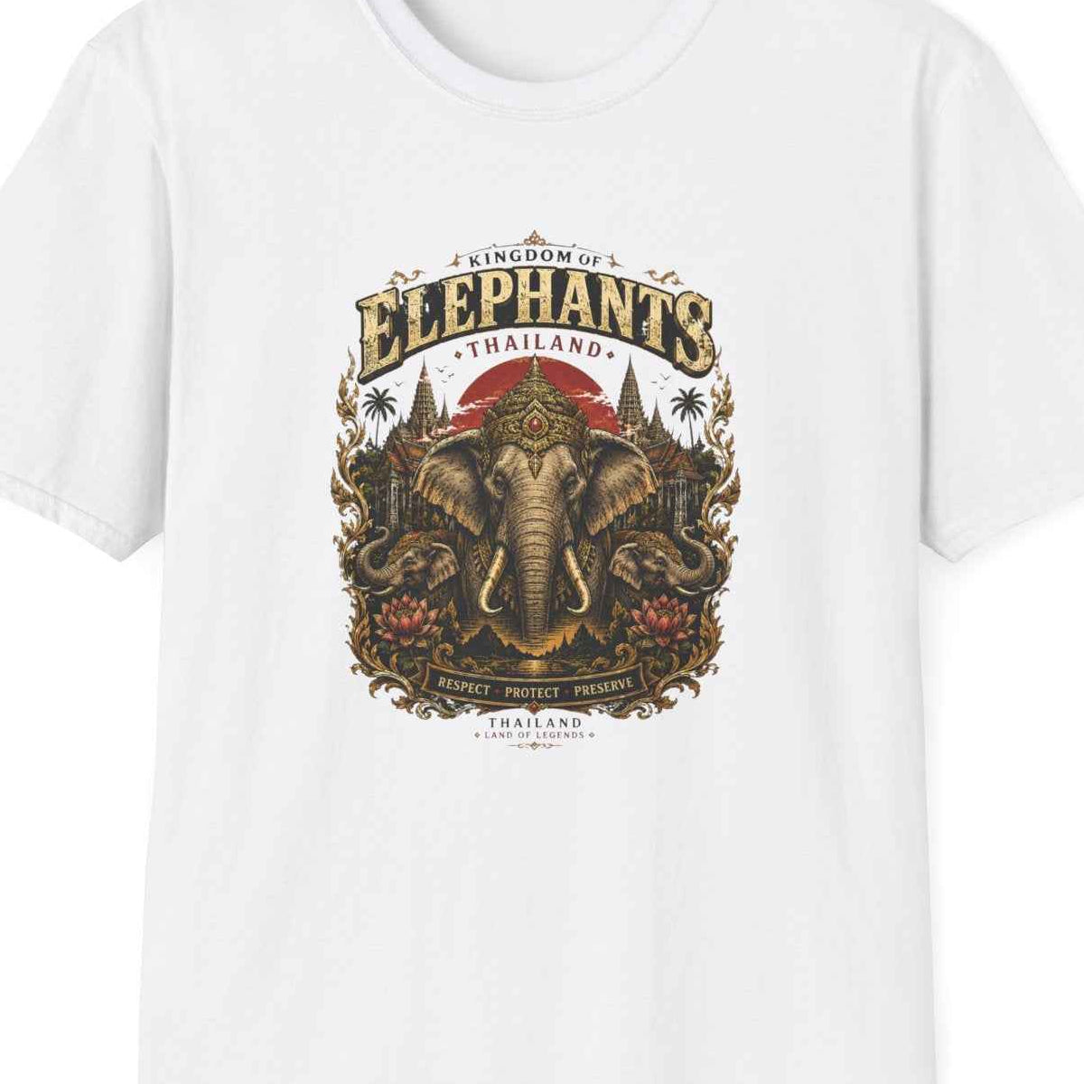 Kingdom of Elephants T-Shirt – Thailand Elefanten Streetwear – Design Nahaufnahme