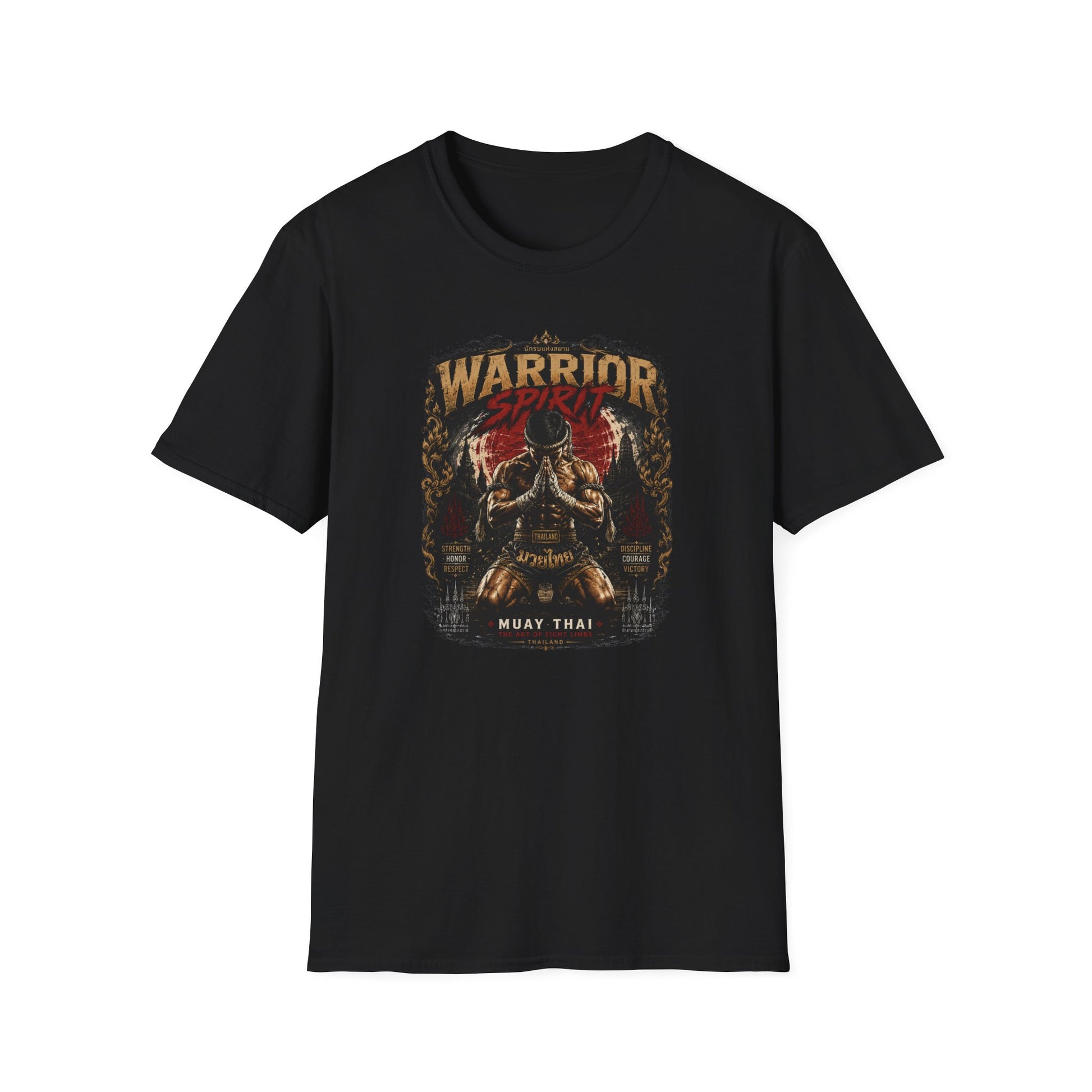 Thai Warrior T-Shirt Schwarz – Muay Thai Streetwear Vorderansicht