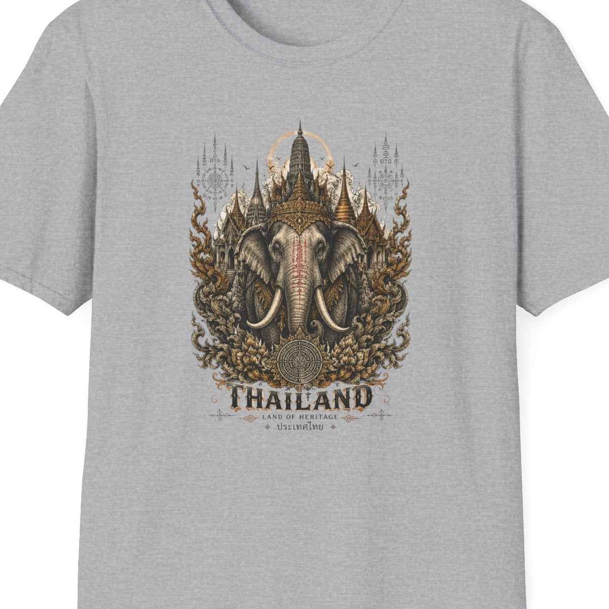 Sport Grey Thailand Elefant T-Shirt – Design Nahaufnahme