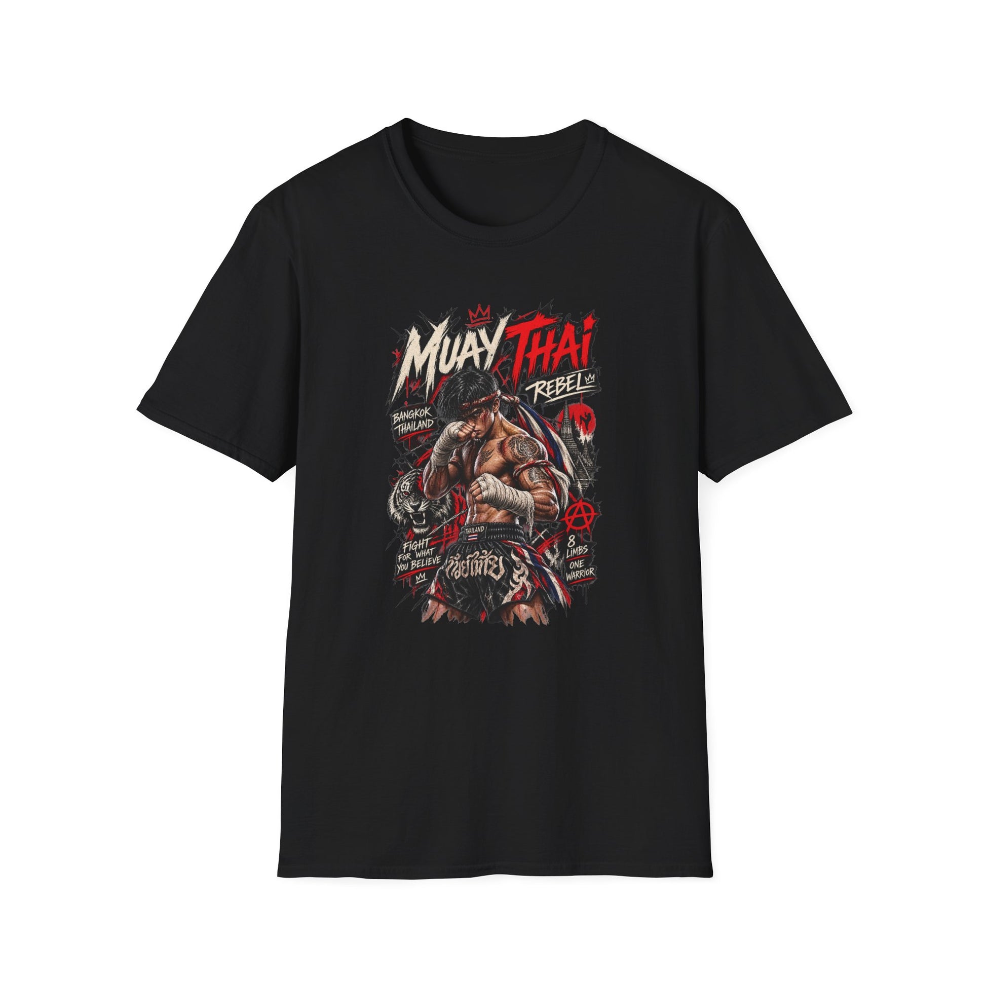 Muay Thai Rebel T-Shirt Navy Fighter Streetwear Bangkok