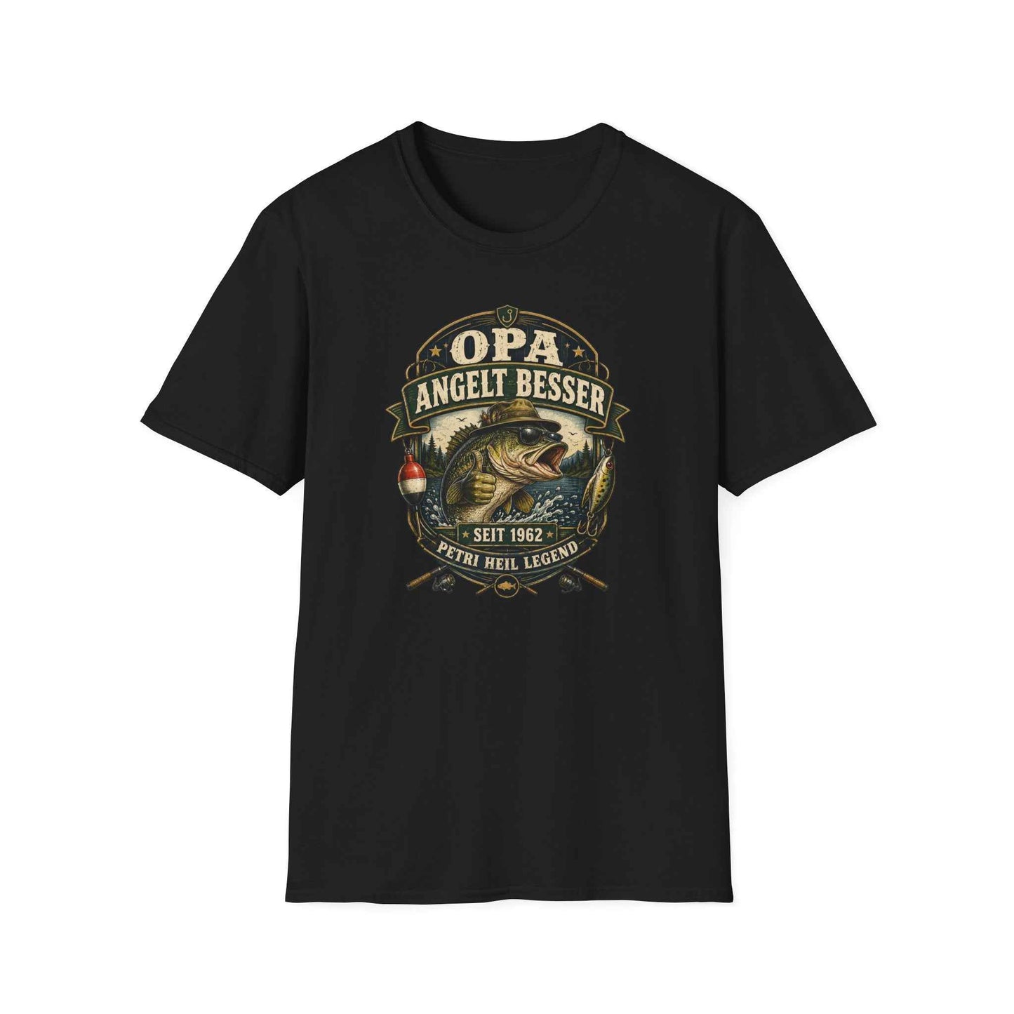 Opa angelt besser T-Shirt – Petri Heil Angler Geschenk für Opa & Papa | Vatertag & Geburtstag