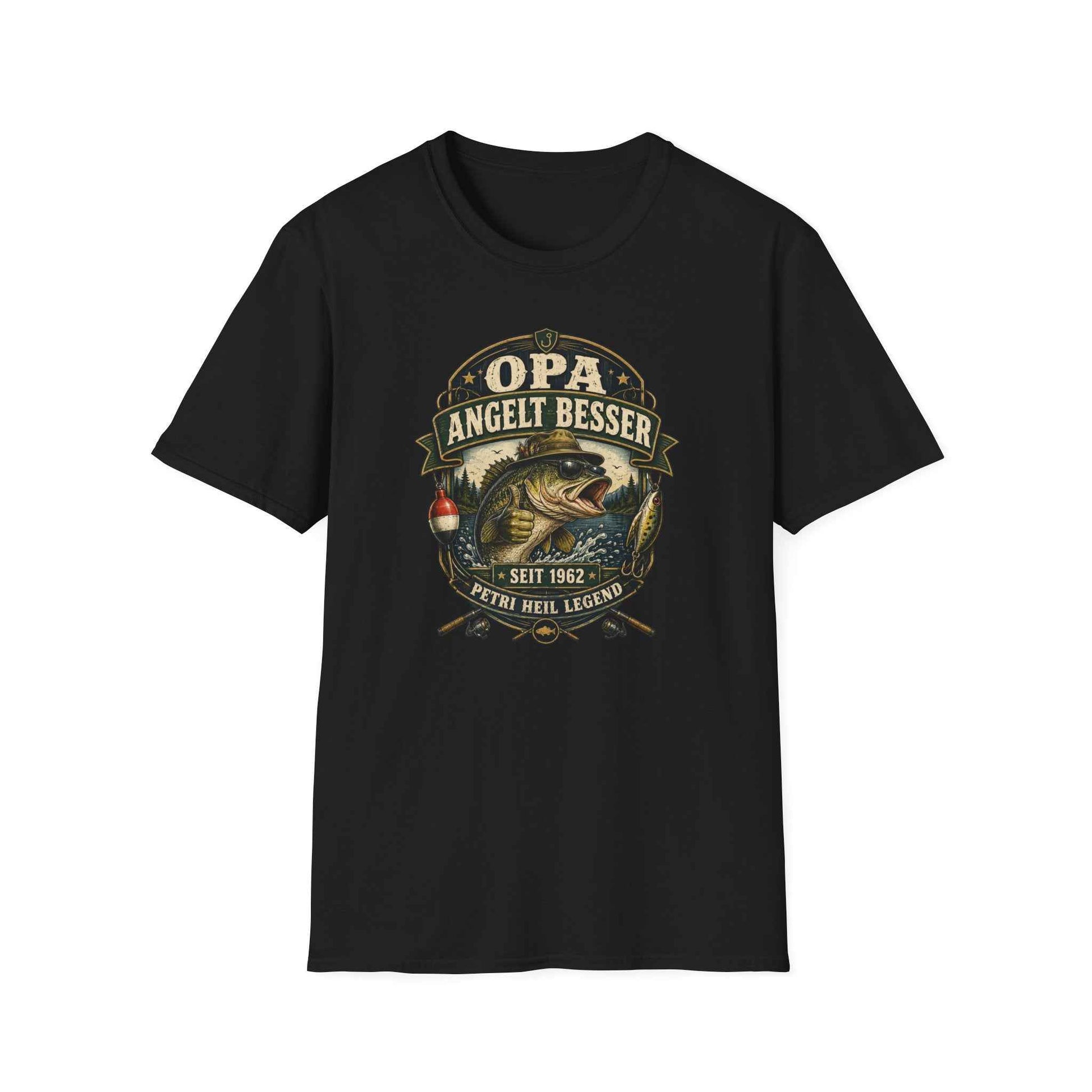 Opa angelt besser T-Shirt – Petri Heil Angler Geschenk für Opa & Papa | Vatertag & Geburtstag