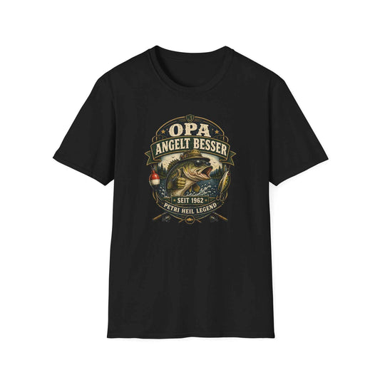 Opa angelt besser T-Shirt – Petri Heil Angler Geschenk für Opa & Papa | Vatertag & Geburtstag