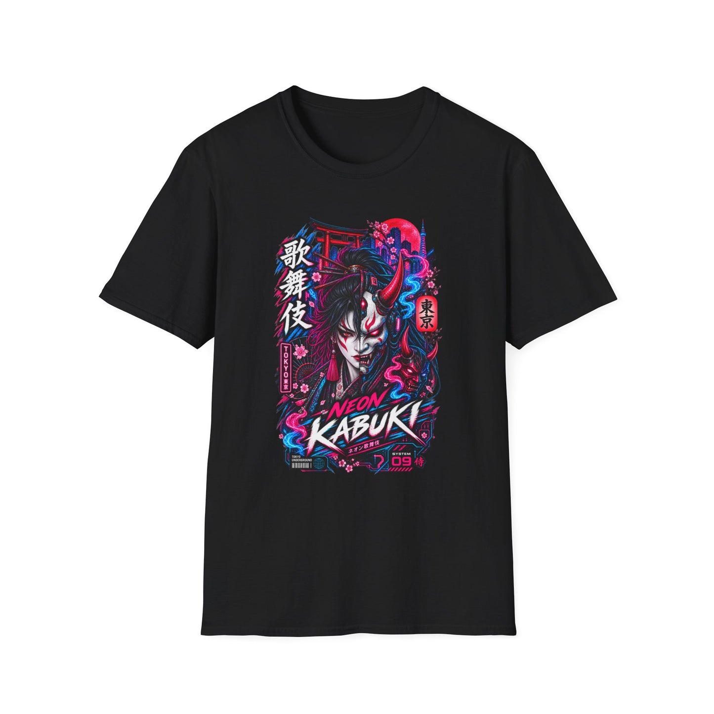 Neon Kabuki T-Shirt Weiß — Japanese Streetwear Vorderansicht