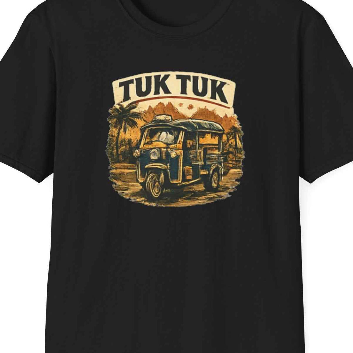 Tuk Tuk T-Shirt — Vintage Thailand Streetwear Retro Rikscha Motiv Herren Damen – Design Nahaufnahme